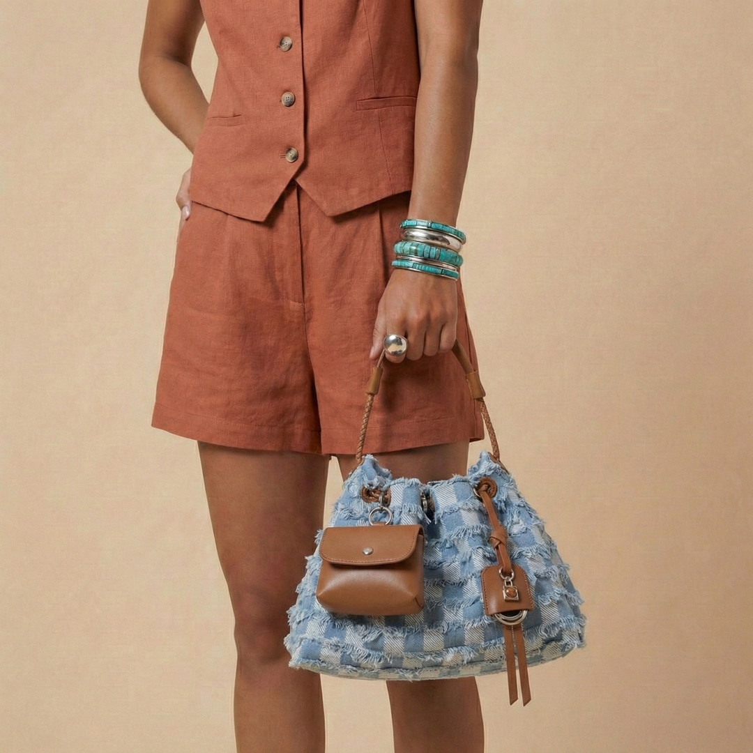 Nord Taschen | Fransen Bucket Bag mit abnehmbarem Mini Beutel