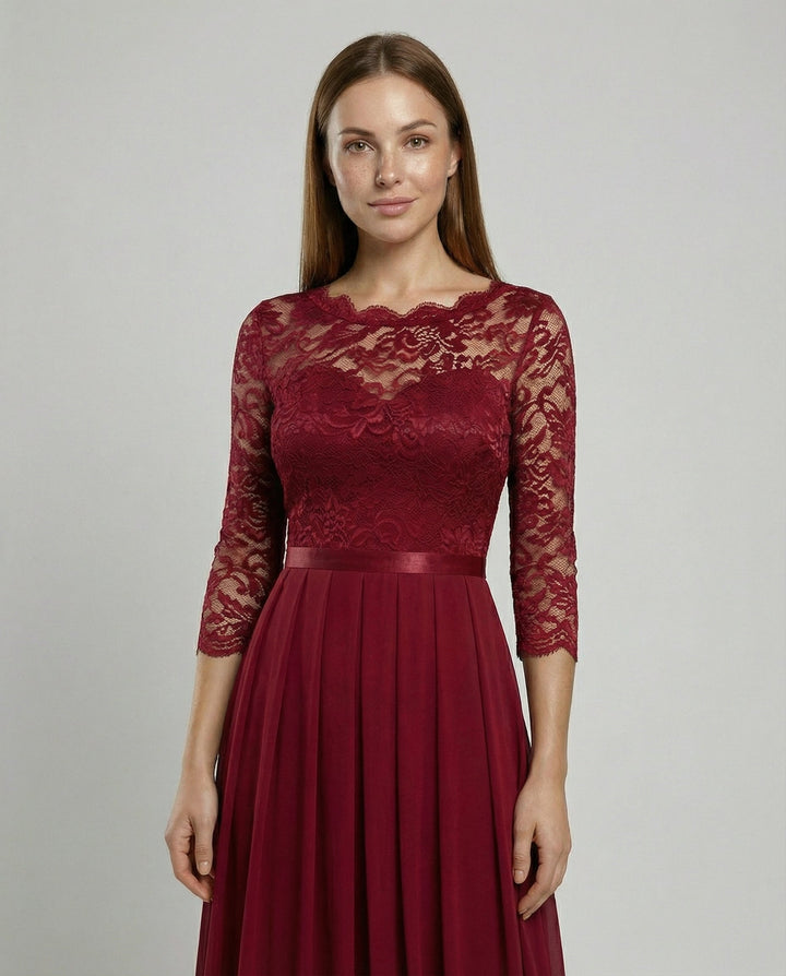 Elegantes Spitzen Brautjungfernkleid