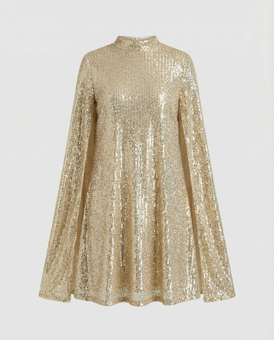 Elegantes Cape Pailletten Kleid