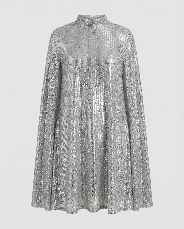 Elegantes Cape Pailletten Kleid