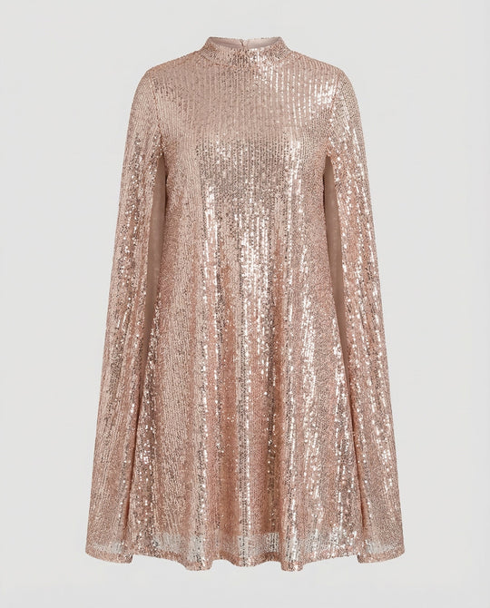 Elegantes Cape Pailletten Kleid