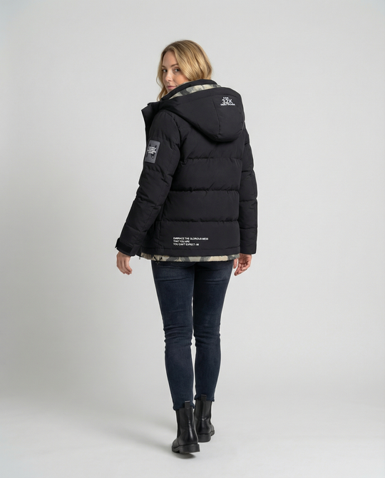 Warme Damen Winterjacke Kapuze