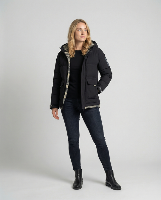 Warme Damen Winterjacke Kapuze