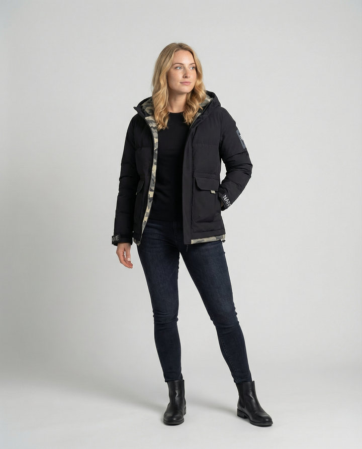 Warme Damen Winterjacke Kapuze