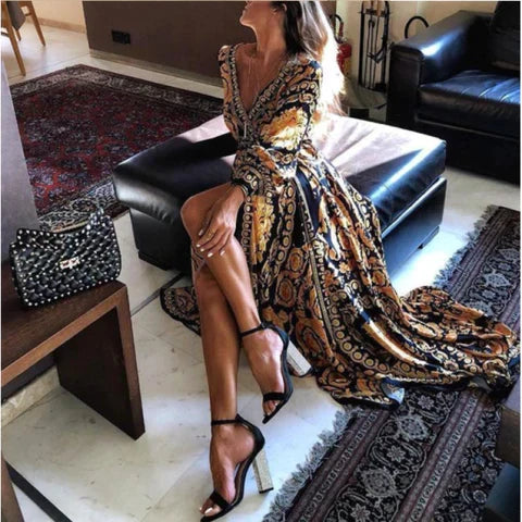 Wickelkleid | Boho Damenkleid mit Schlitz