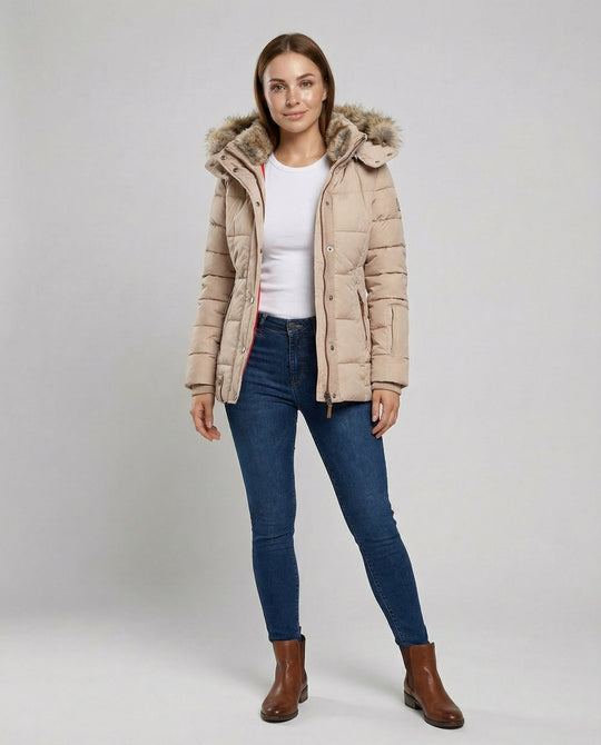 Warme Gefütterte Winterjacke Damen
