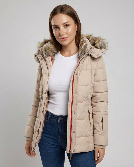 Warme Gefütterte Winterjacke Damen
