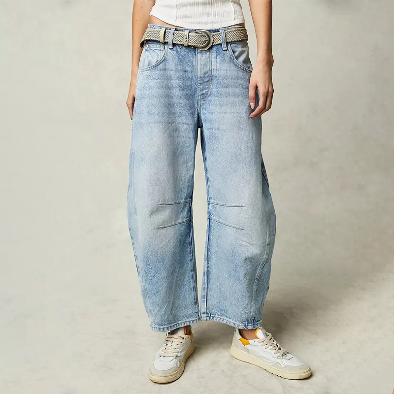Damen Weite Beinhose Denim