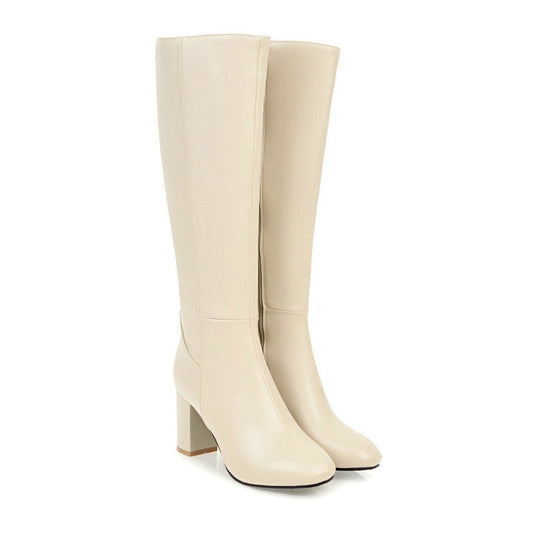 Stiefel mit Absatz | Leder | Blockabsatz | Hoher Absatz Knöchelhohe Stiefel | Damenstiefel