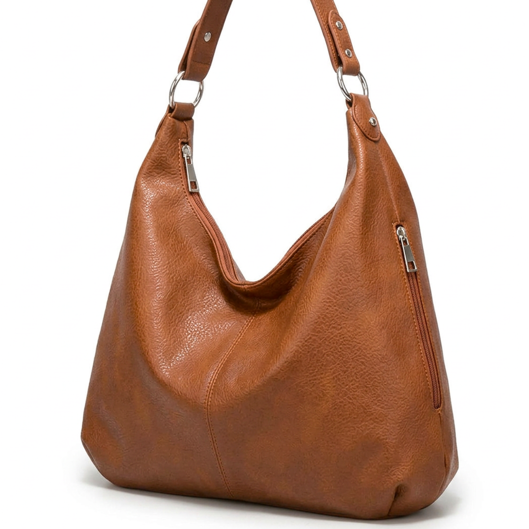 Nord Taschen | Große vegane Kuhfell-Hobo-Tasche, übergroße Schultertasche