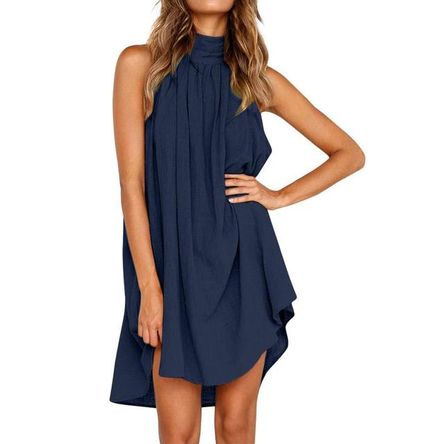 Sommerliches ärmelloses Kleid mit Kragen und leichten Falten - Arvani
