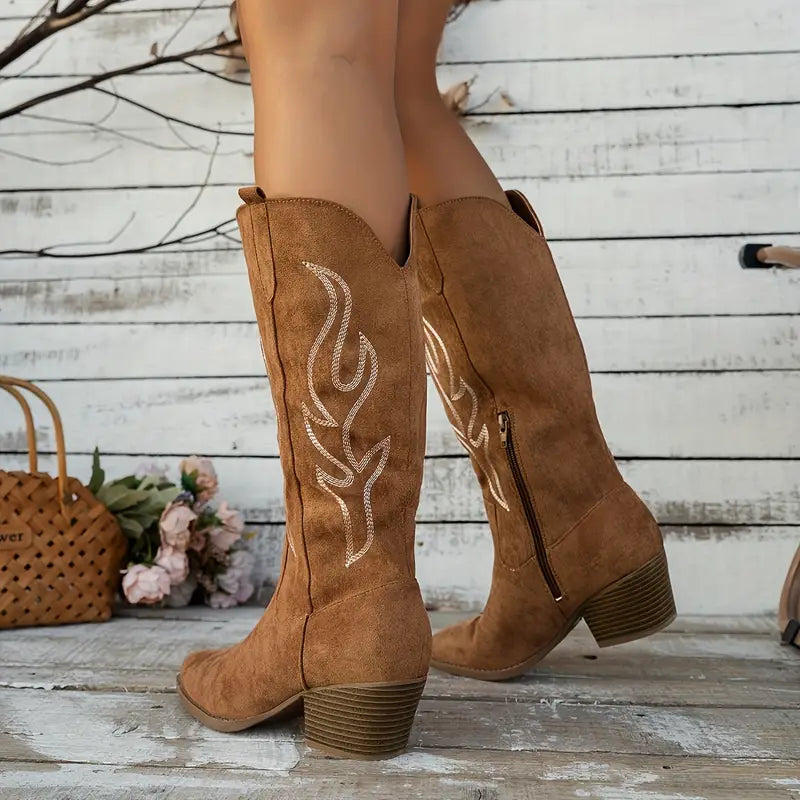 Elegante Cowboy Damenstiefel mit Reißverschluss