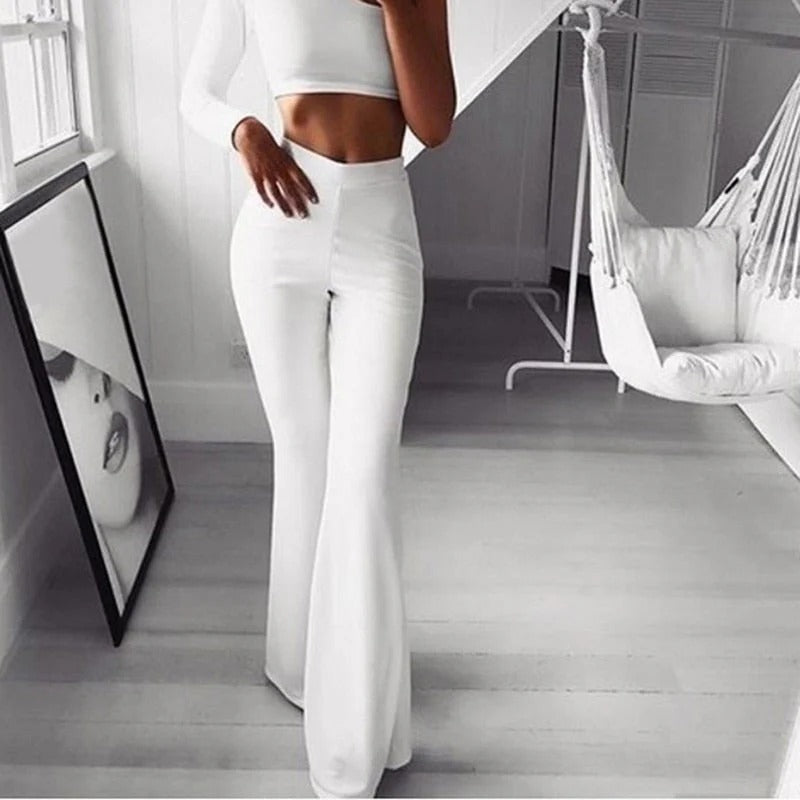Sculpting High Waisted Flared Pants Casual - Arvani