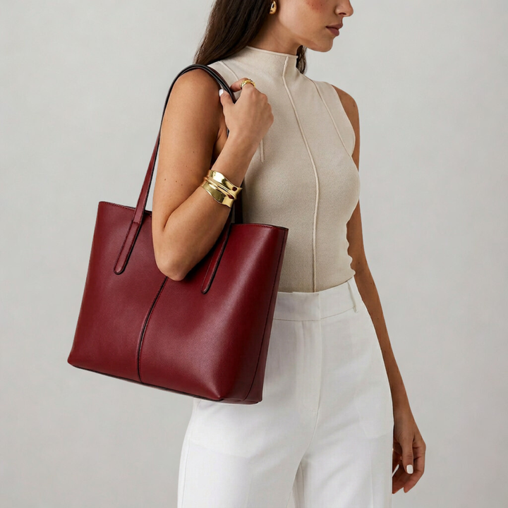 Nord Taschen | Große Leder-Tote-Tasche, Damen-Arbeitstasche mit Reißverschluss