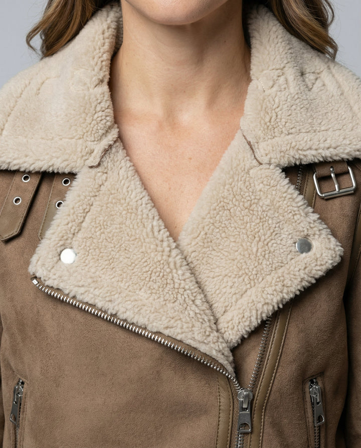 Wildlederjacke Damen Sherpa-Futter