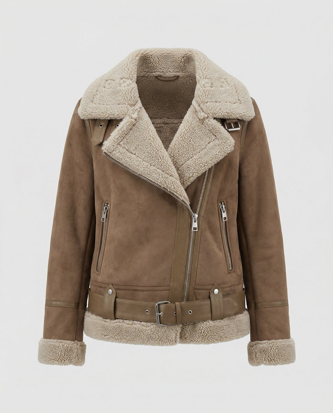 Wildlederjacke Damen Sherpa-Futter