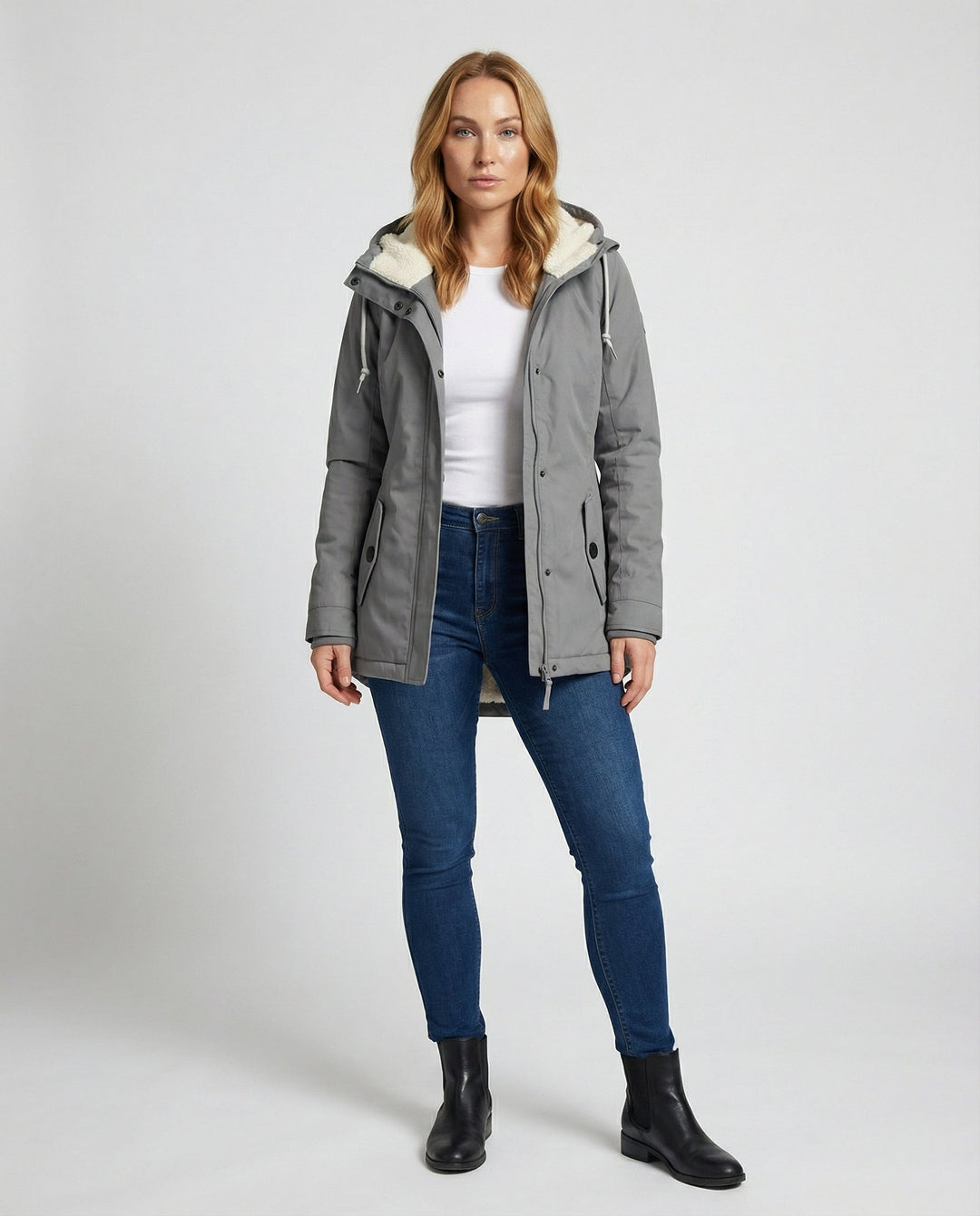 Warme Winterjacke mit Kapuze für Damen