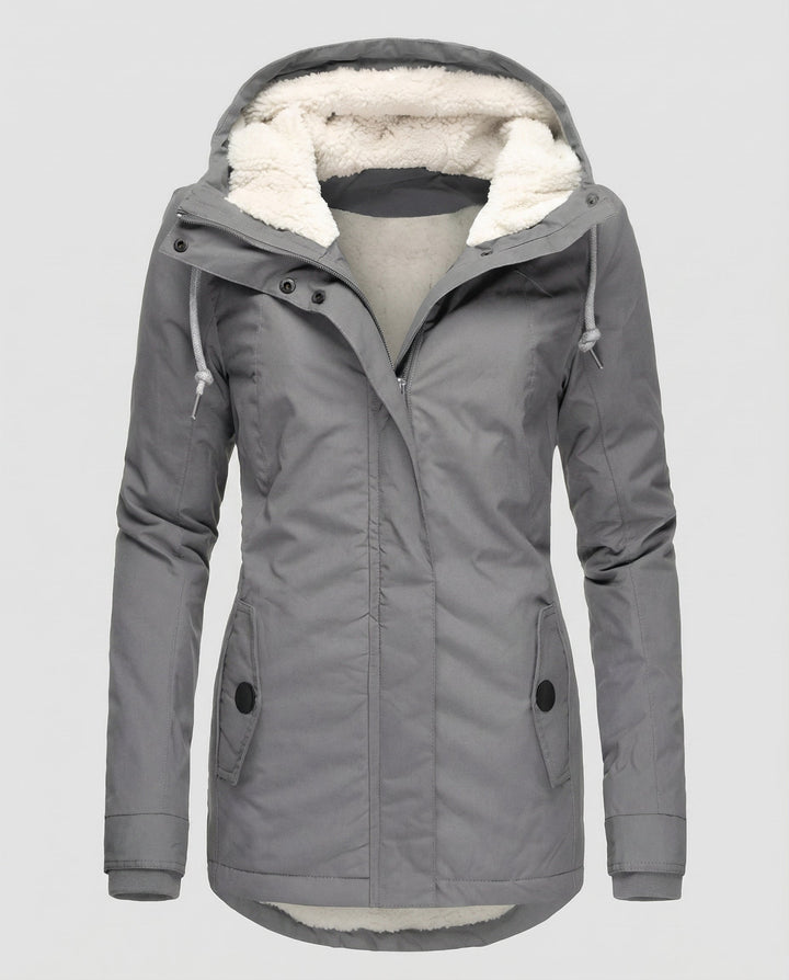 Warme Winterjacke mit Kapuze für Damen