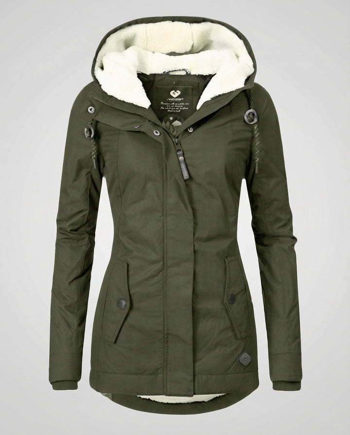 Warme Winterjacke mit Kapuze für Damen