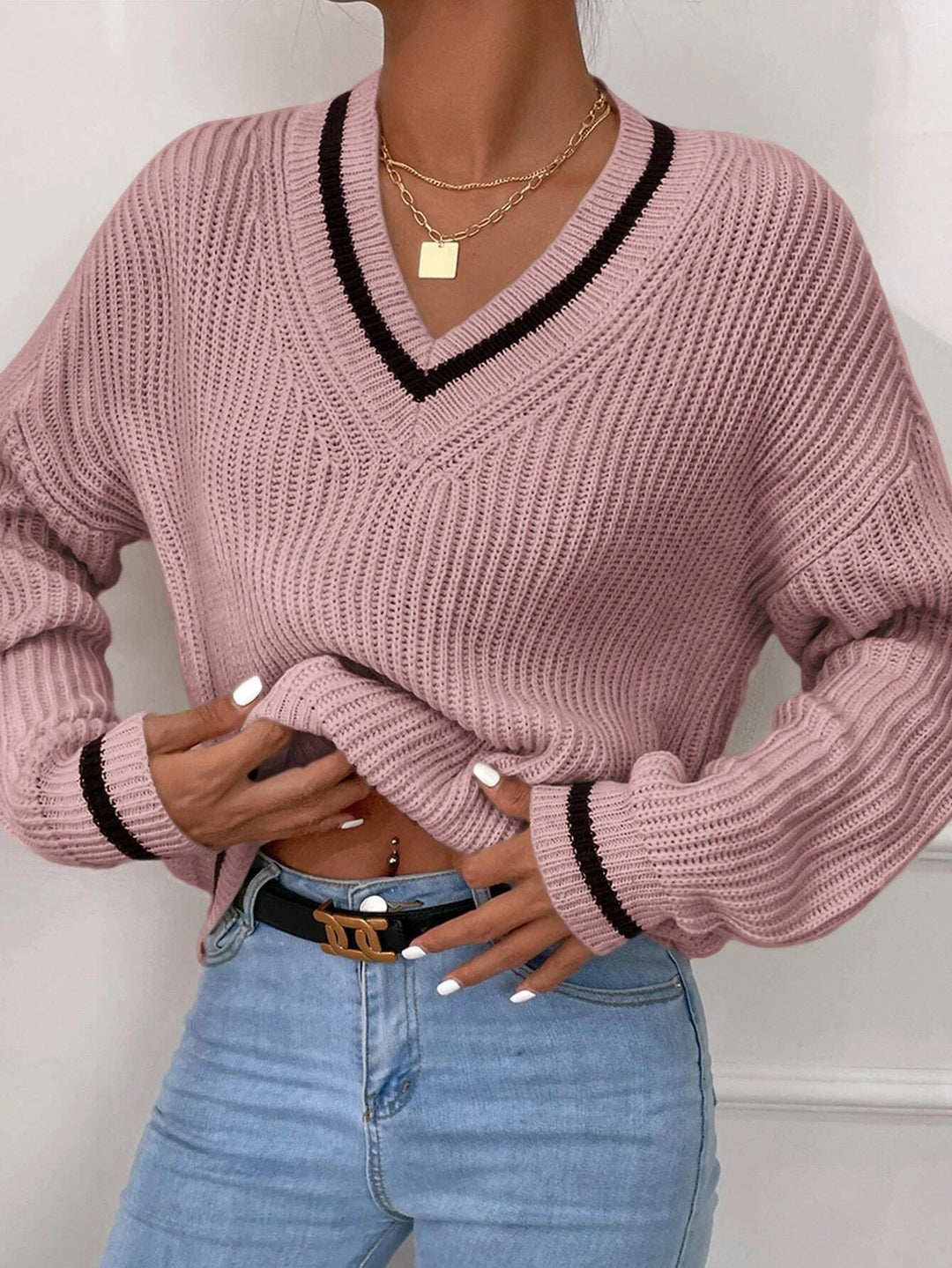 Nord Taschen | Pullover mit V-Ausschnitt und Patchwork