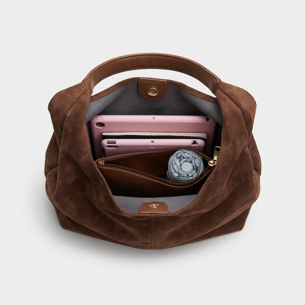 Nord Taschen | Wildleder Hobo Tasche, große lässige Umhängetasche