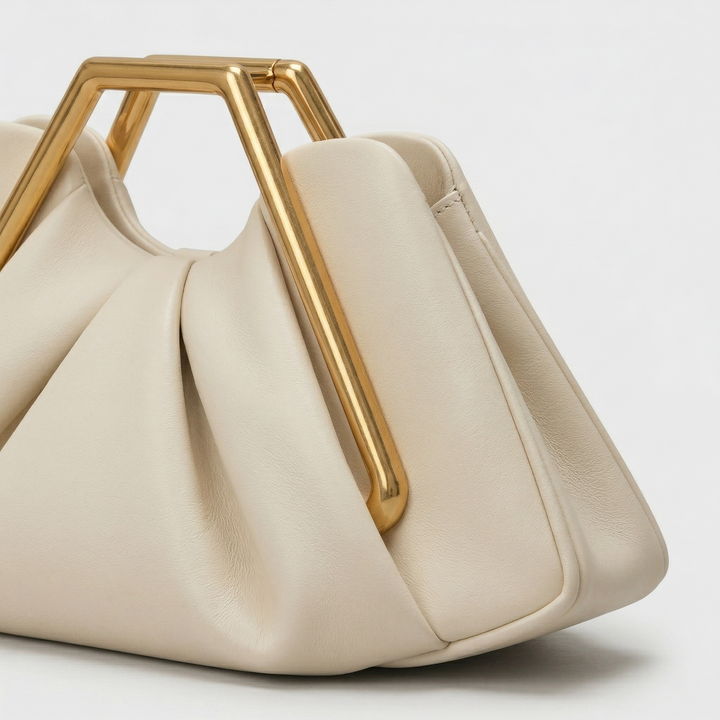 Nord Taschen | Falten-Top-Handle-Clutch-Tasche, Goldrahmen