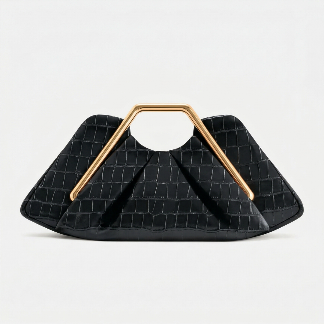 Nord Taschen | Falten-Top-Handle-Clutch-Tasche, Goldrahmen