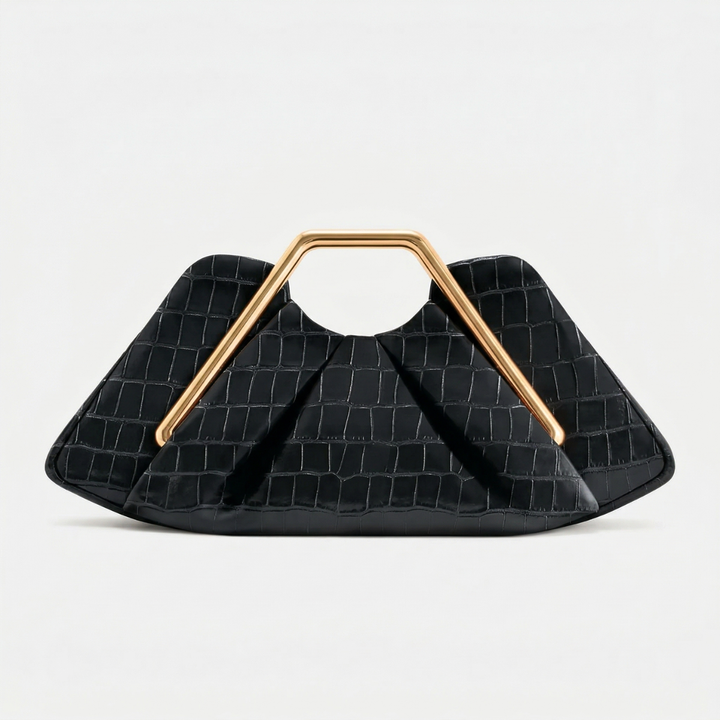 Nord Taschen | Falten-Top-Handle-Clutch-Tasche, Goldrahmen