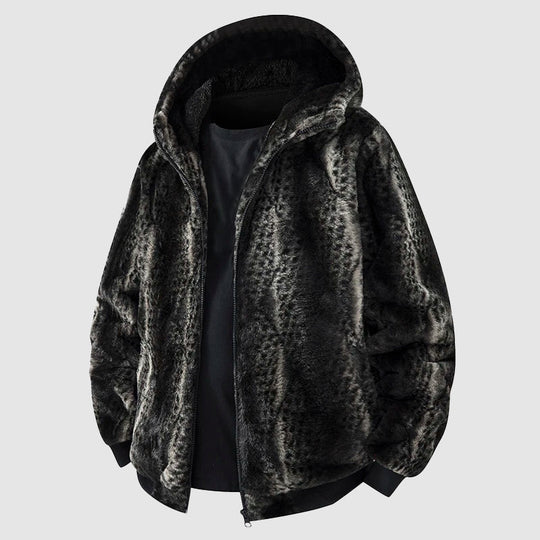Kunstfell Kapuzenjacke mit Reißverschluss Vorne