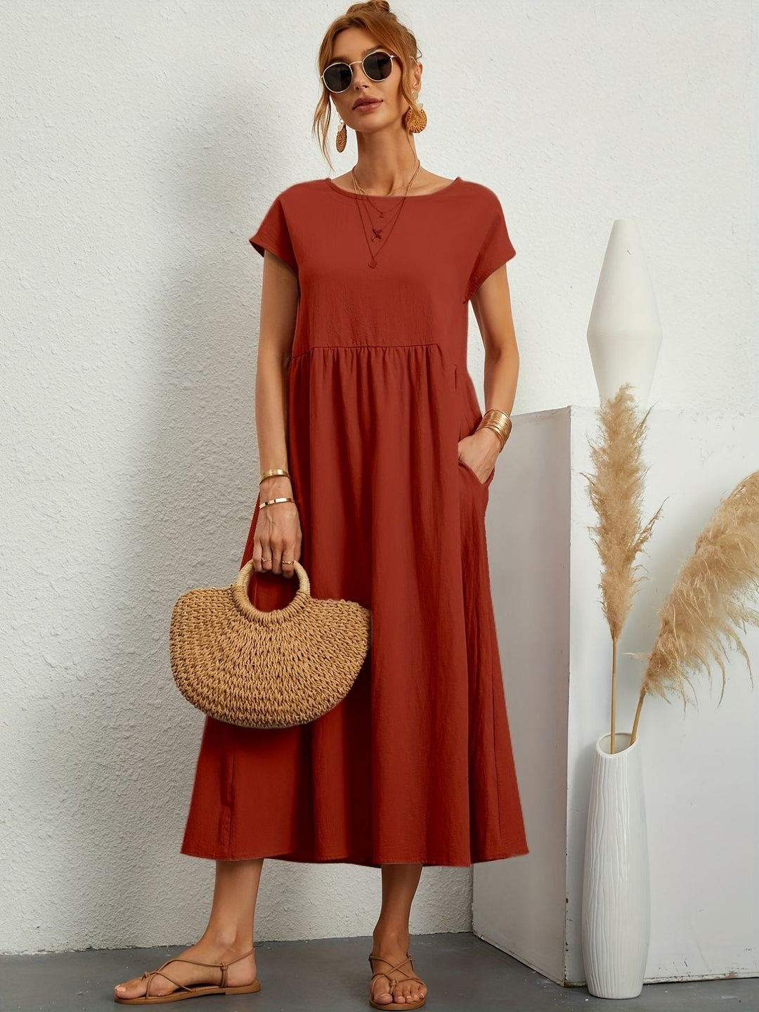 Rundhalsausschnitt Kleid Elegantes Design für Damen