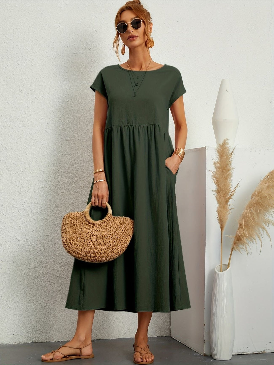 Rundhalsausschnitt Kleid Elegantes Design für Damen