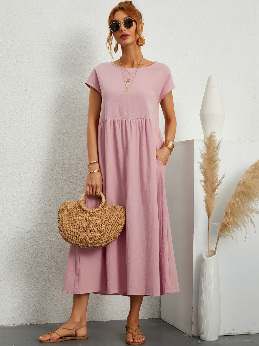 Rundhalsausschnitt Kleid Elegantes Design für Damen