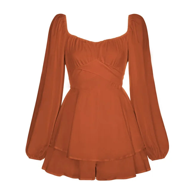 Puffärmel Rüschenschicht Mini Kleid