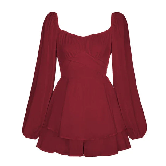 Puffärmel Rüschenschicht Mini Kleid