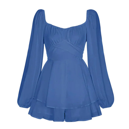 Puffärmel Rüschenschicht Mini Kleid