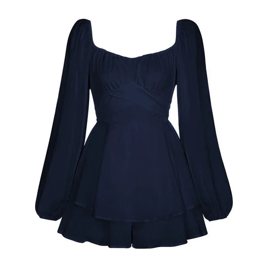 Puffärmel Rüschenschicht Mini Kleid