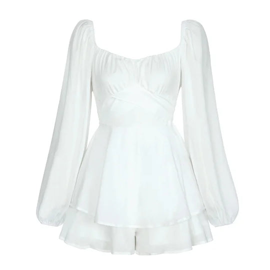 Puffärmel Rüschenschicht Mini Kleid