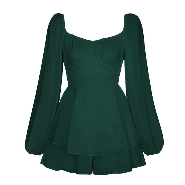 Puffärmel Rüschenschicht Mini Kleid