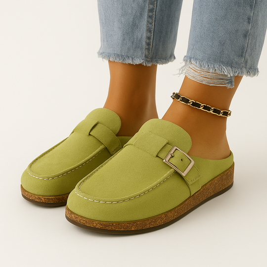 Mules - Damen Slip-On Wildleder Clogs Hausschuhe Nord Taschen