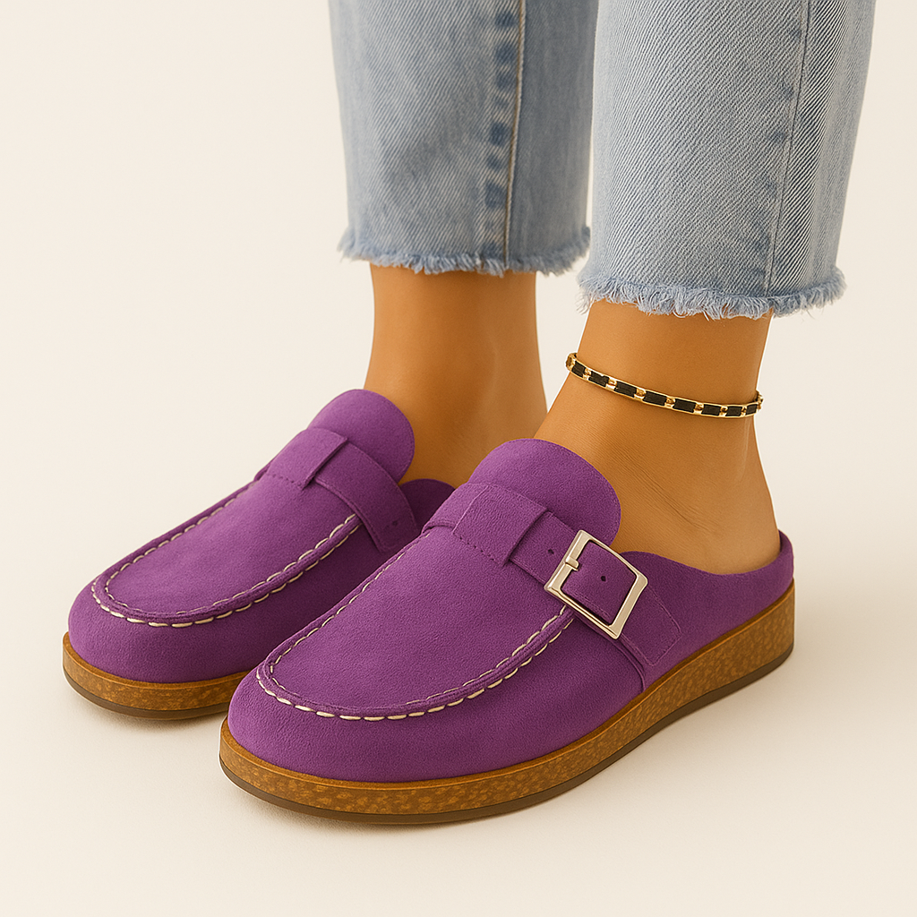 Mules - Damen Slip-On Wildleder Clogs Hausschuhe Nord Taschen