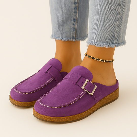 Mules - Damen Slip-On Wildleder Clogs Hausschuhe Nord Taschen