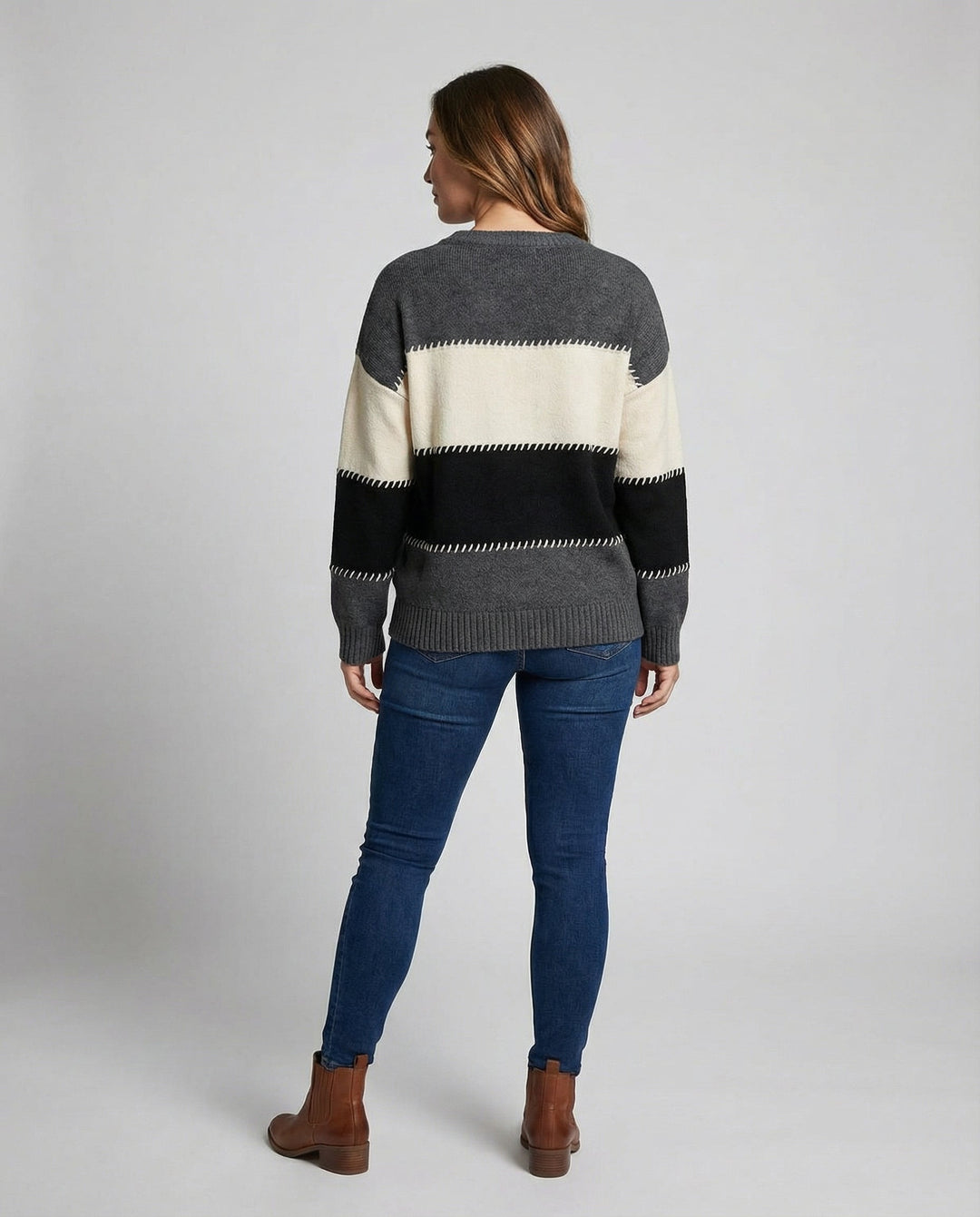 Lockerer Streifenpullover Damen Bequem