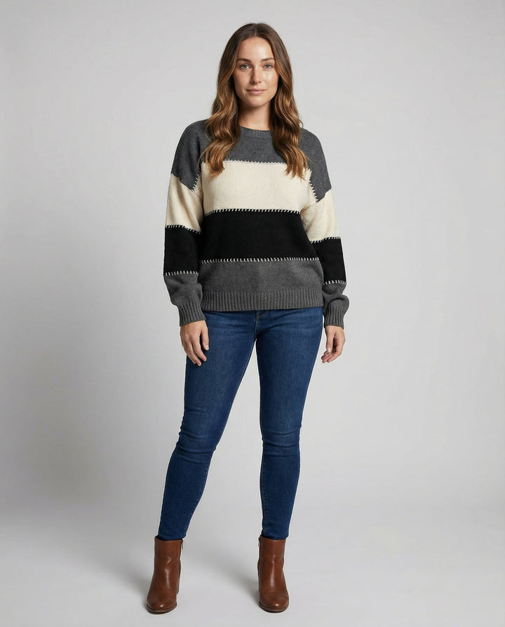 Lockerer Streifenpullover Damen Bequem