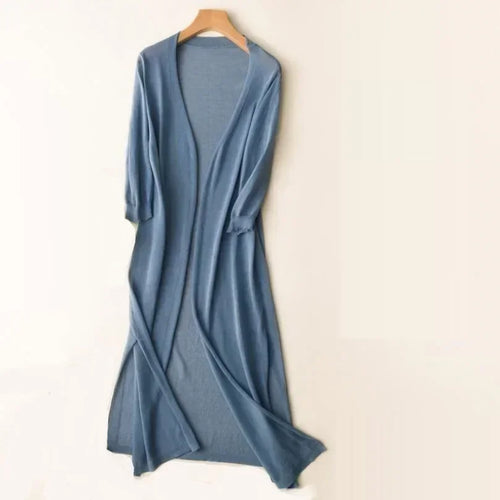 Lange Offene Front Strickjacke