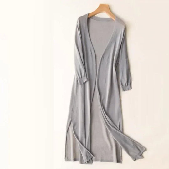 Lange Offene Front Strickjacke