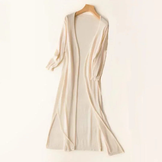 Lange Offene Front Strickjacke