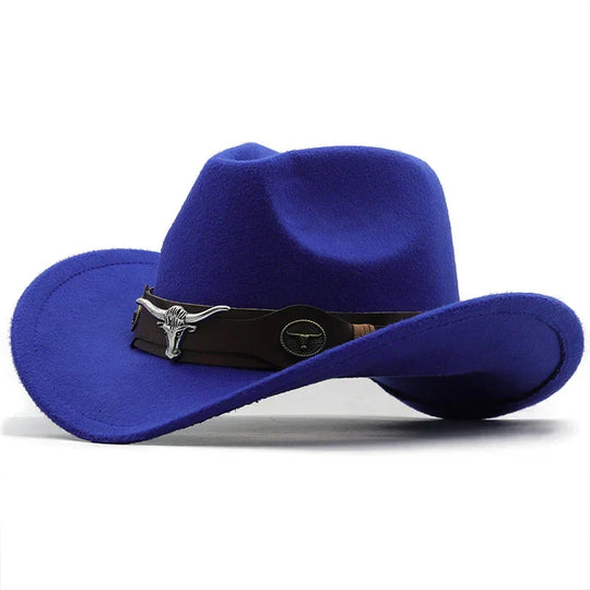 Nord Taschen - Western-Stil Filzhut mit Stier-Schnallenband