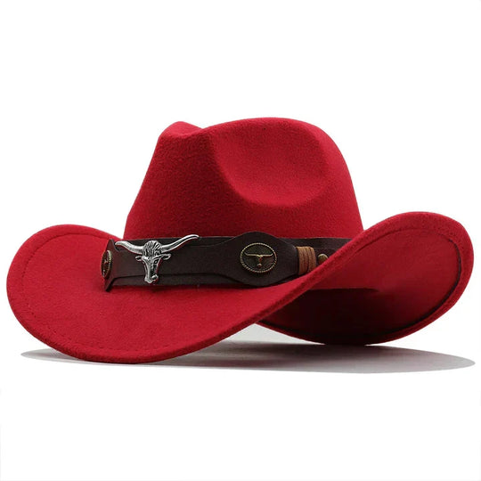 Nord Taschen - Western-Stil Filzhut mit Stier-Schnallenband