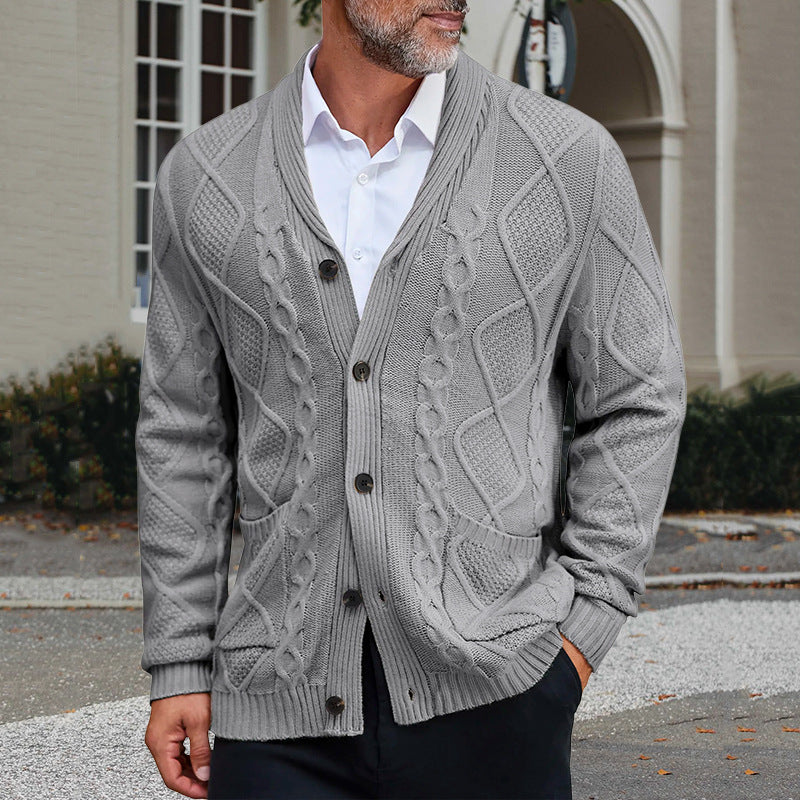 Herren modischer Strickcardigan mit strukturierter Oberfläche und praktischen Taschen Nord Taschen