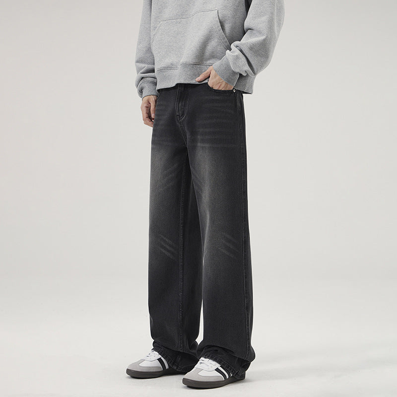 Herren Ultraweite Vintage-Denim-Palazzohose mit verlängerter Saumkante und Five‑Pocket-Details Nord Taschen